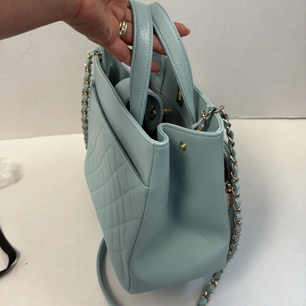 Chanel Business Affinity Blue Quilted Tote